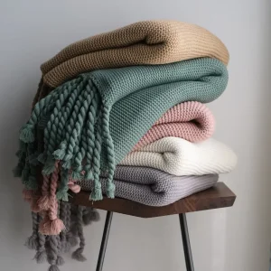 Solid Color Knitted Sofa Decorative Thickened Blanket Luxury Throw