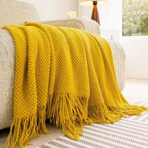 Solid Color Knitted Throw Blanket Ins Style Light Luxury Wearable Poncho for Office Nap B&B Bed Runner