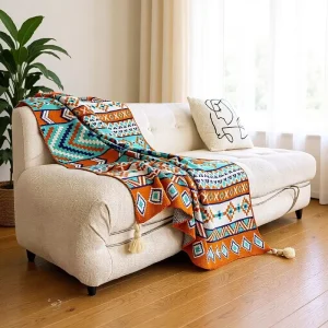 Solid Color Knitted Throw Blanket Tassels European Style Twisted Pattern Soft Cozy Sofa Bed Nap Luxury
