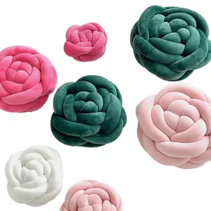 Solid Color Knitted Throw Pillow 28*28cm Sofa Bed Decorative Bay Window Plush Cushion Villus Material Throw Pillow