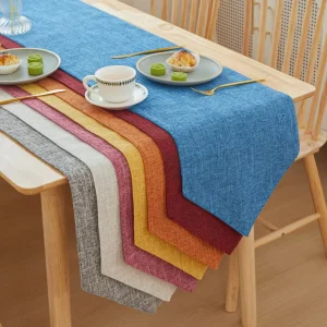 Solid Color Linen Simple Style Long Strip Table Runner Multi Color Optional