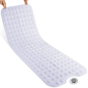 Solid Color Lucency Extra Long PVC Mildew Resistant Waterproof Non Slip Shower Bathtub Bathroom Bath Mats