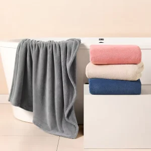 Solid Color Microfiber Bath Towels Soft Comfortable Polyester Cleaning Cloth for Home Use Soft Bath Towels & Tub Mats