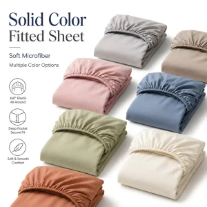 Solid Color Microfiber Fitted Sheet Deep Pocket 360° Elastic Soft Brushed Bed Sheet Queen King Size OEM ODM Hotel