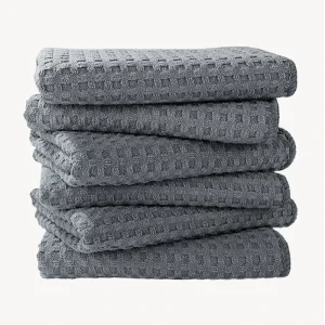Solid Color Microfiber Waffle Weave Kitchen Towel Customized Design Embroidery Cartoon Pattern Eco Friendly