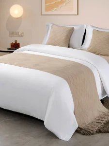 Solid Color Modern Knit Woven 200TC Eco-friendly Bed Runner Sofa Throw Blanket Polyester-Filled Pillowcases Scarf Bedding