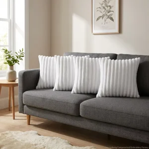 Solid Color Modern Striped Polyester Throw Pillow Cover Removable Washable Zipper Closure Cute Decorative Cushion for Sofas
