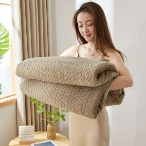 Solid Color Polyester Flannel Blanket Queen Size Soft Double sided Velvet Bed Blankets Flannel Blanket With Logo