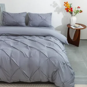 Solid Color Polyester Knitted 300tc Air permeable Anti static Duvet Cover Set with Pillowcases for Hotel and Home Use