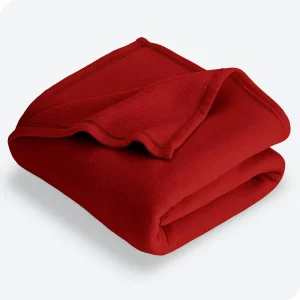 Solid Color Polyester Throw Blanket Portable Red Bluk Polar Fleece Blanket for Sofa