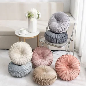 Solid Color Round Pumpkin Throw Pillow Nordic Living Room Window High Elastic Cushion Couch Cozy Decorative Pillow