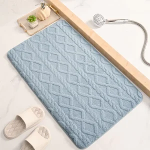 Solid Color Rug Non Slip Bathroom Mat Absorbent Rectangle Bathtub Rug Bathroom Plush Shower Rugs