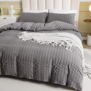 Solid Color Simple Bubble Yarn Duvet Covers and Pillowcases Customizable Soft and Skin Friendly