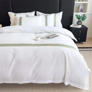 Solid Color Simple Eco-Friendly High-quality Cotton Duvet Cover Binding Set 4 Piece Bed Linen Set Home Hotel Bedding