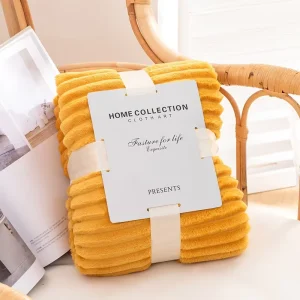 Solid Color Striped Flannel Raschel Throw Blanket Winter Magic Fleece Nap for Leisure Custom Size Sofa Air Conditioning