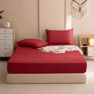 Solid Color Summer Thin Mattress Cover Waterproof Polyester Bedsheet Set Home House Bedding with Fitted Bed Cover Solid Color