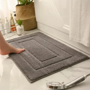 Solid Color Tufted Bath Rug Modern Bath Mat Cushioned and Washable for Home Door Toilet Hotel Use