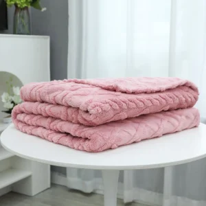 Solid Embossed Taff Fleece Polyester Throw Blanket Thick Warm Flannel Eco Friendly Bed Cover Plush Skin Friendly Sofa Bedroom