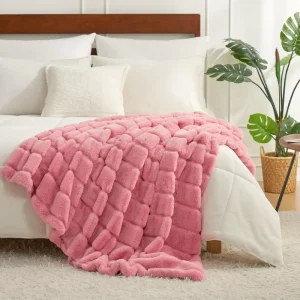 Solid Fleece Blanket Fuzzy Fluffy Plush Blanket for Bed Couch and Sofa Faux Rabbit Fur Blanket