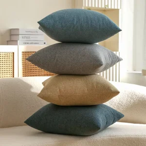Solid Heather Linen Polyester Throw Pillow Customizable for Combination Sofa Nordic Minimalist Plain Woven Decor Square Cushion