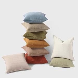Solid Herringbone Textured Chenille Piped Edge Neutral Decor Cushion Case Throw Pillow Cover for Sofa Couch Living Room
