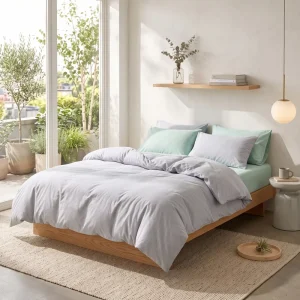 Solid Microfiber Bedding Four Pieces Two Tone Contrast Soft Skin Friendly Reversible Duvet Cover All Season for Student Bedroom