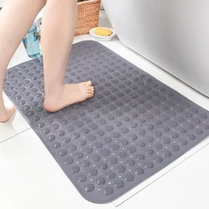 Solid Non Slip Novelty Eco Friendly PVC Bath Tub Mat Massage Foot Pad Suction Cup Drain Hole Machine Washable Shower Floor Mat