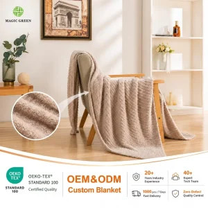 Solid Pattern 100% Polyester Chunky Yarn Throw Blanket Handmade Knit Lightweight Portable for Bed Use