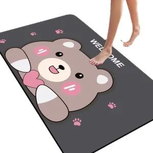 Solid Pattern Anti-Slip Bath Mat Set Diatomite Water Absorbent Bathroom Kitchen Rubber Door Mats Diatom Mud Floor Carpet