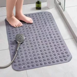 Solid Pattern Non Slip Bath Tub Mats Massage Bathroom Bathtub Mat with Suction Cup Drain Hole Machine Washable Shower Floor Mat