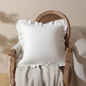 Solid Pattern Square Cushion Pillow Ruffle Trim Plain Fashion for Home Office Hotel Wedding Hidden for Living Room Bed Decor