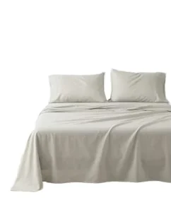Solid Plain Sheet Set Bed 150 X 190/200 100% Cotton 3 Pieces Breathable Soft Polyester Filling