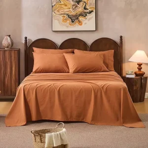 Solid Premium Flat Sheet Simple Skin-Friendly Fitted Sheet Durable Soft Twin 3pcs Linen Bed Sheets Set