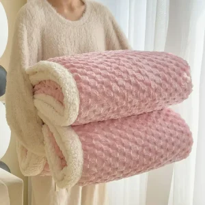 Solid Velvet Throw Polyester Cozy Thicken Flannel Fleece Blanket for Travel Bed Sofa Couch Home Decor