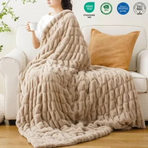 Solid Warm Blanket Custom Home Textiles Throw Blanket for Couch Chair Sleeping Thick Faux Rabbit Fur Blanket for Winter