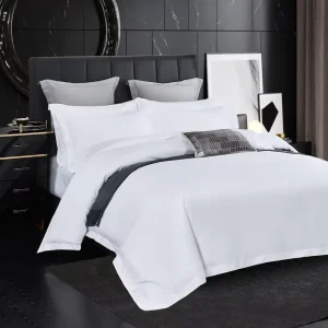 Solid White 100% Polyester 200TC Heavyweight Brushed 4PCS Hotel Bedding Set Soft Warm Anti-Pilling Duvet Cover Sheet Pillowcases