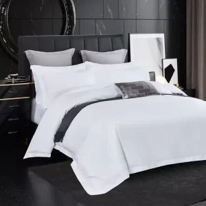 Solid White 100% Polyester 200TC Heavyweight Brushed 4PCS Hotel Bedding Set Soft Warm Anti Pilling Duvet Cover Sheet Pillowcases