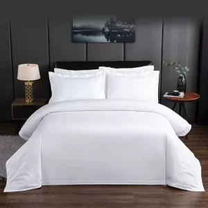 Solid White Polyester Hotel Duvet Cover Set Resistant Commercial Bedding Durable Fabric for Resort Homestay Bulk Order