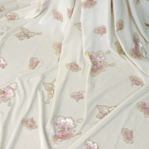 Somalia Poly Velvet Sequin Embroidery Piece Fabric for Dress Clothing Garment
