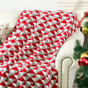 Source Factory Christmas Knitted Triangle Throw Blanket for Couch Bed Sheets Christmas Snowflake Throw Blanket