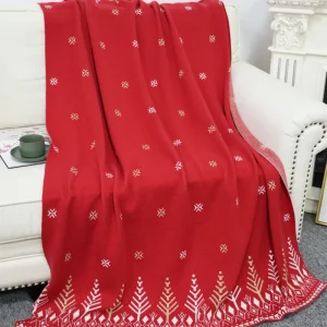 Source Factory Christmas Tree Knitted Throw Blanket Sherpa Throw Blanket for Couch Bed Sheets Christmas Snowflake Throw Blanket