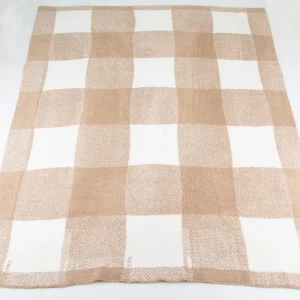 Source Factory Feather Yarn Knit Warm Soft Checkerboard Throw Blanket for Home Decoration
