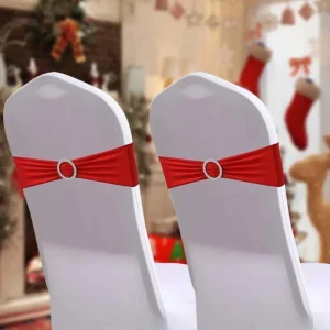 Spandex Burgundy Sashes for Wedding Events Party Chair Cover Bow Stretched Rose Chair Sashes Decoration