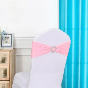 Spandex Chair Covers Sashes and Bows Sash Ties Bow with Buckle Slider for Wedding Reception Hotel Event Banquet