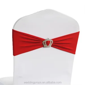 Spandex Chair Sash for Wedding With Crown Buckle