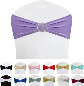 Spandex Chair Sashes Bands Stretch Chair Ties Bows with Buckle Slider for Wedding Party Banquet Decoration