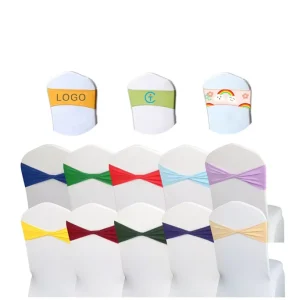 Spandex Chair Sashes Bands for Wedding Event Party Banquet Home Decoration Elastic Freestyle Customized Logo & Color