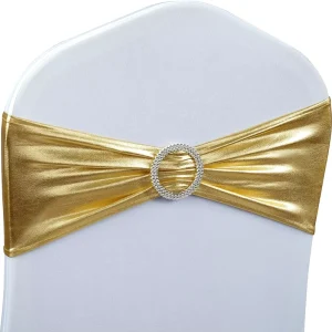Spandex Chair Sashes Bows Elastic Chair Bands with Buckle Slider Stretch for Wedding Party Event Ceremony Reception Banquet