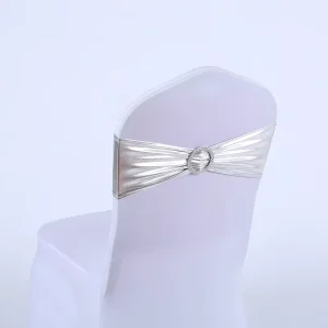 Spandex Foil Chair Sashes Band Chair Bows Chair Sash Tie with Buckle for Wedding Banquet