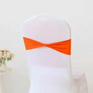 Spandex Orange Chair Sashes Elastic Chair Cover Bands Slider Buckles for Wedding Reception Banquet Bridal